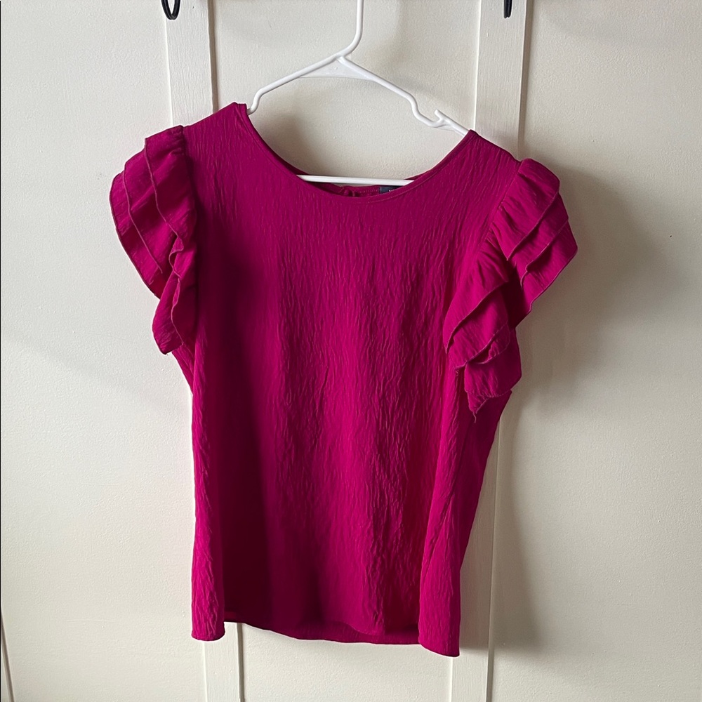 Elegant Pink Ruffle Sleeve Top